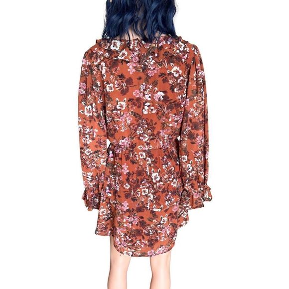 NWT Lost + Wander Terracotta Bloom Brown Orange Mini Dress - Picture 6 of 7